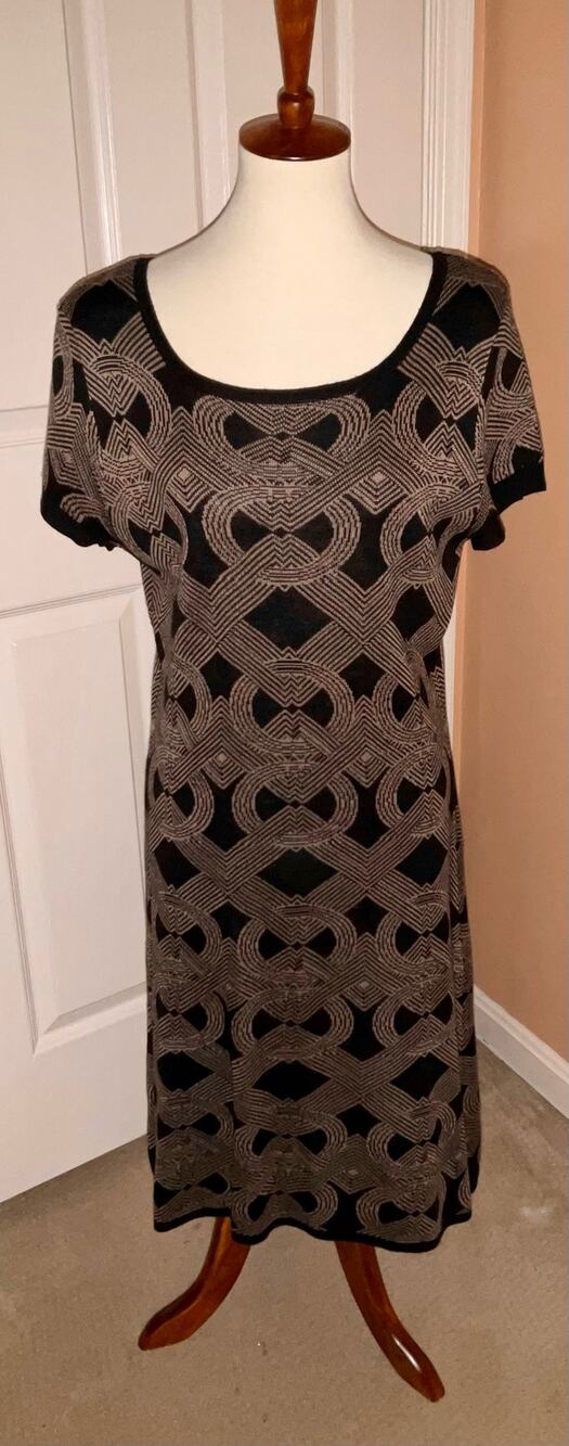 Taylor Black and Tan Sweater Dress